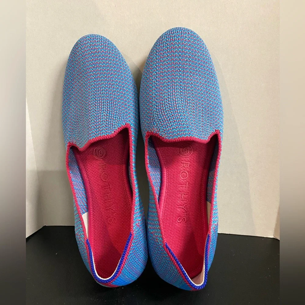 Rothys Womens The Loafer Bluebell Triple Stitch Colorway Size 6 💙🩷
